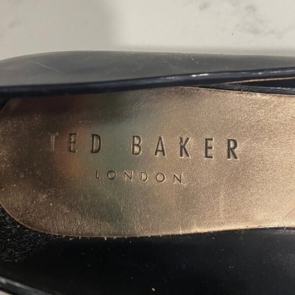 TED BAKER London - Black White Bow w/ Rose Gold - Jelly Slip Ballet Flats - 7 - Picture 6 of 8